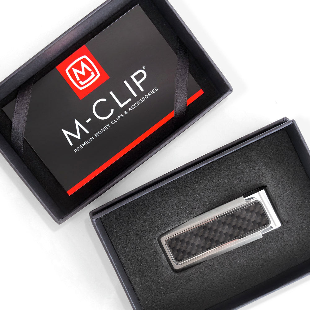 Stainless With Black Carbon Fiber Money Clip