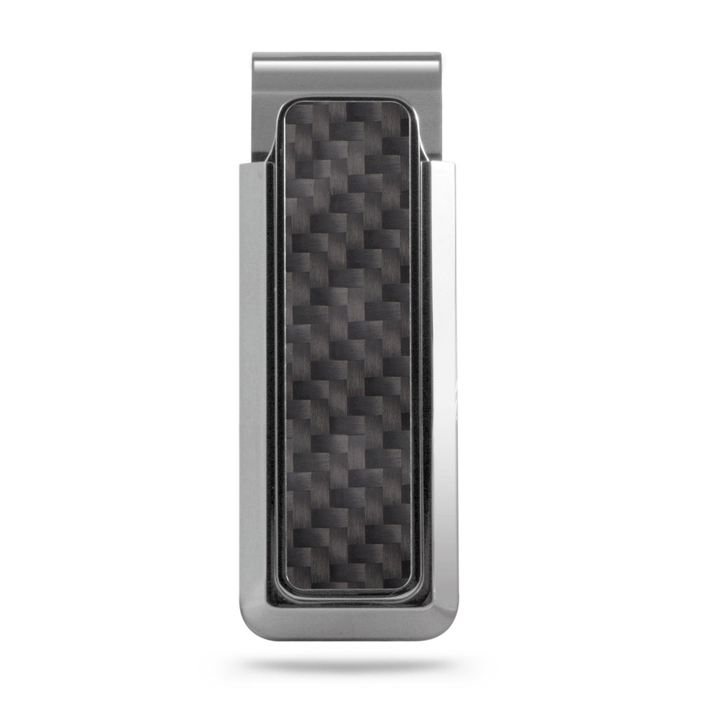 Stainless With Black Carbon Fiber Money Clip