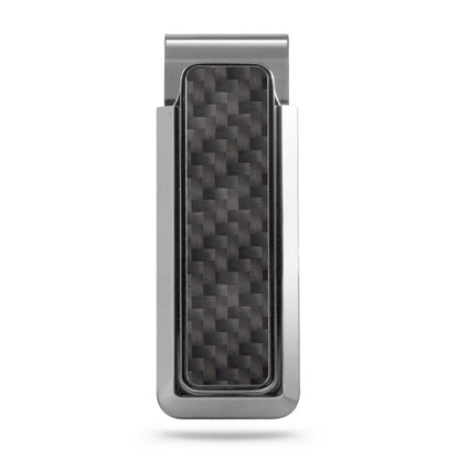 Stainless With Black Carbon Fiber Money Clip