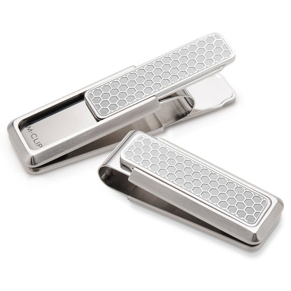 Stainless Brushed With Etched Honeycomb Money Clip