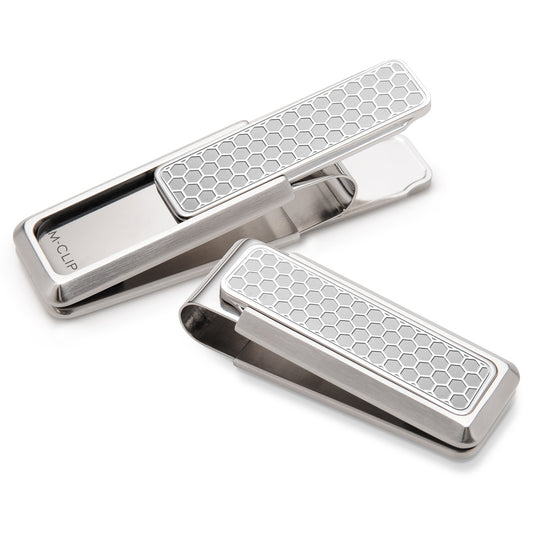 Stainless Brushed With Etched Honeycomb Money Clip