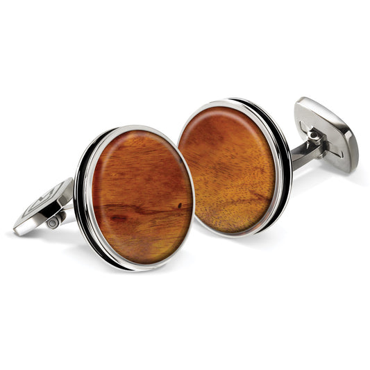 Bubinga Bordered Round Cufflinks