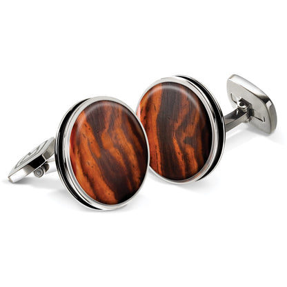 Cocobolo Bordered Round Cufflinks