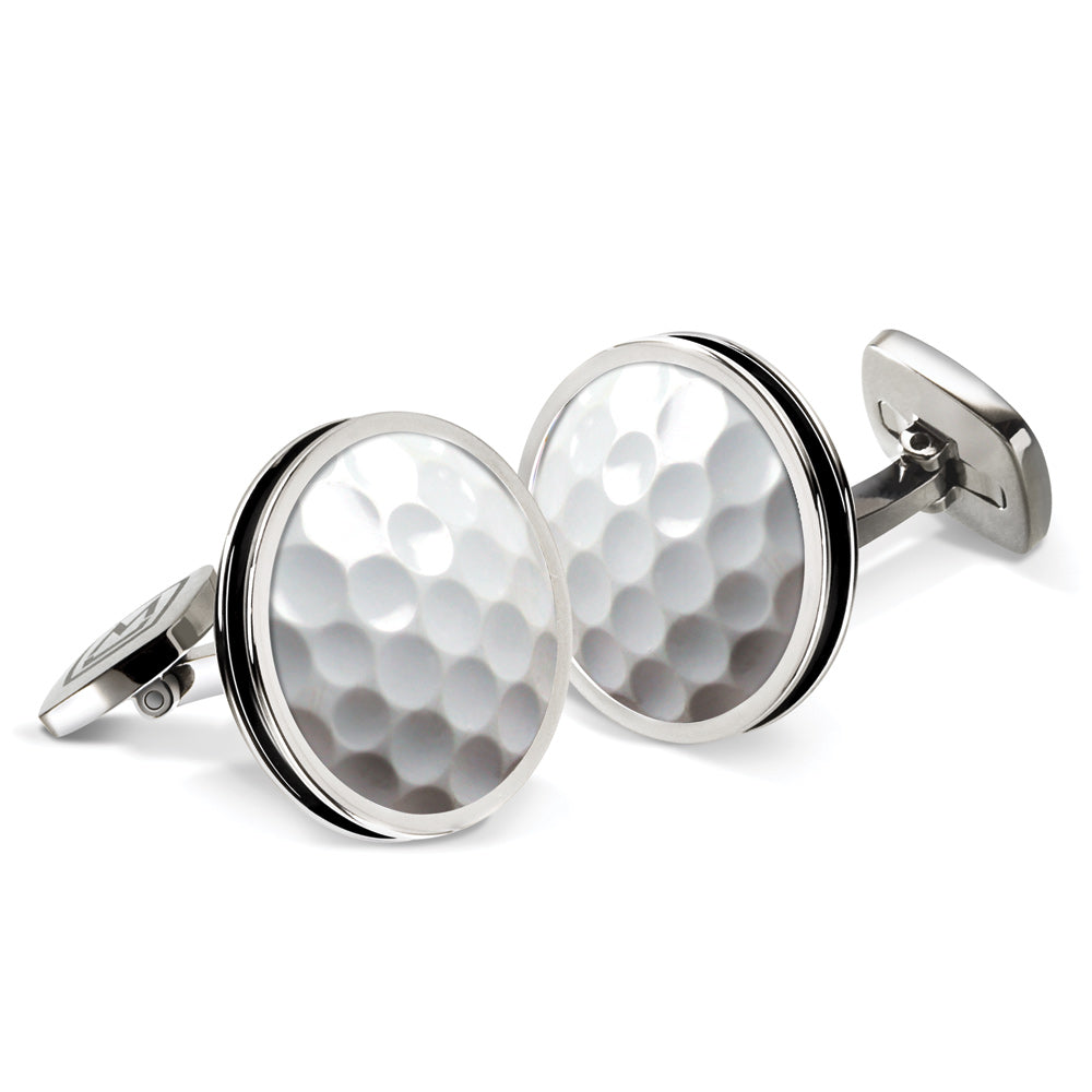 Golfball Bordered Round Cufflinks