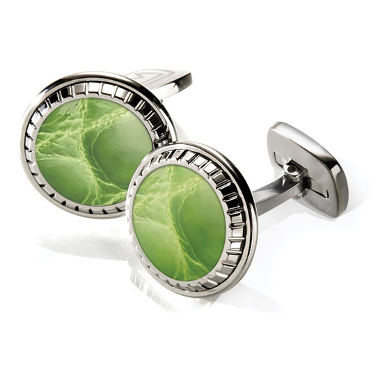 Light Green Alligator Carved Cufflinks
