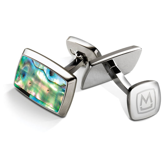 Green Abalone Tapered Rectangle Cufflinks