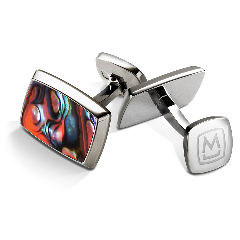 Orange Abalone Tapered Rectangle Cufflinks