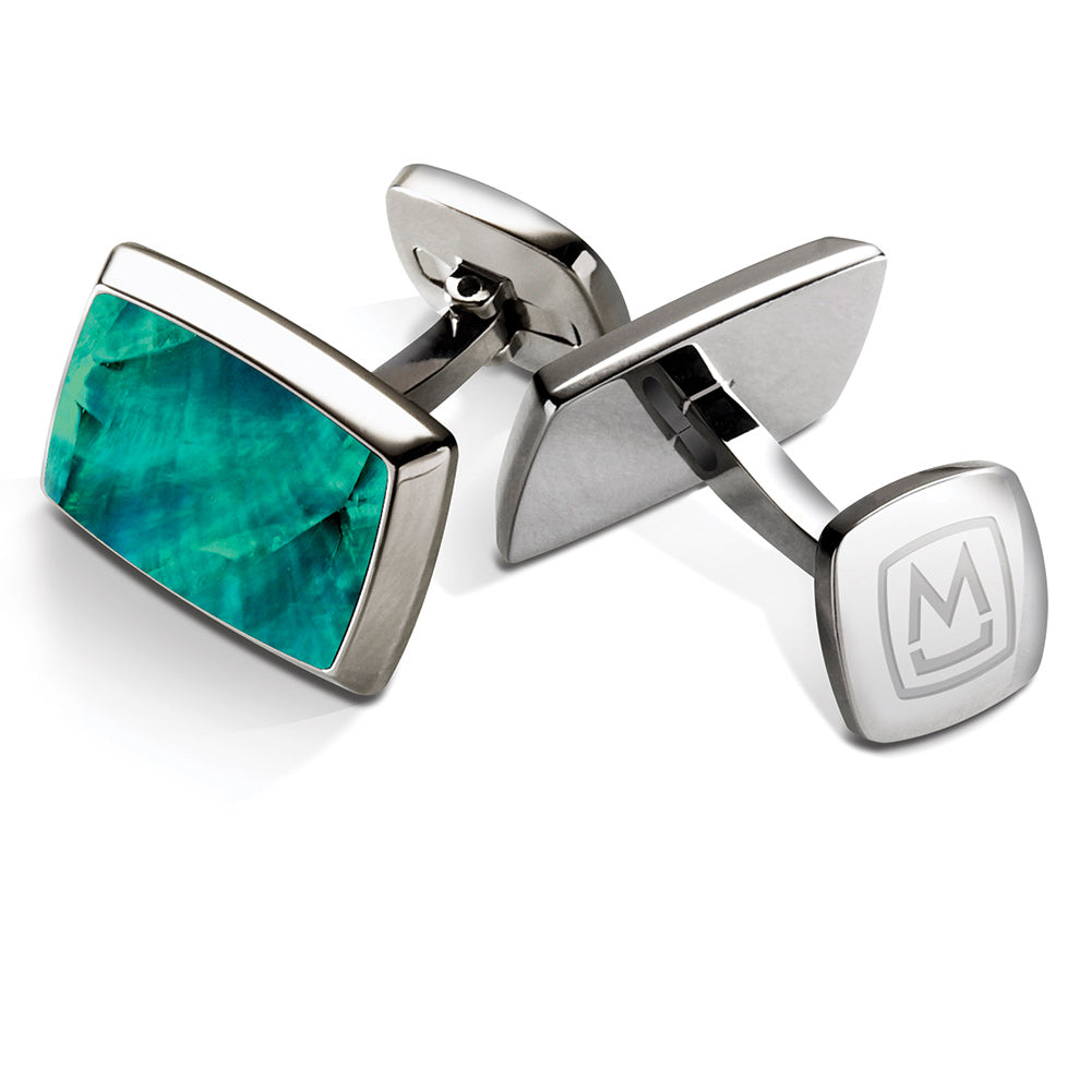 Teal Angel Wing Tapered Rectangle Cufflinks