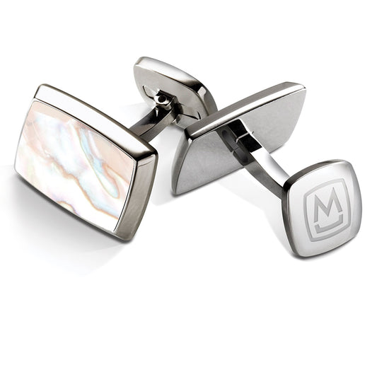 White Mother of Pearl Tapered Rectangle Cufflinks
