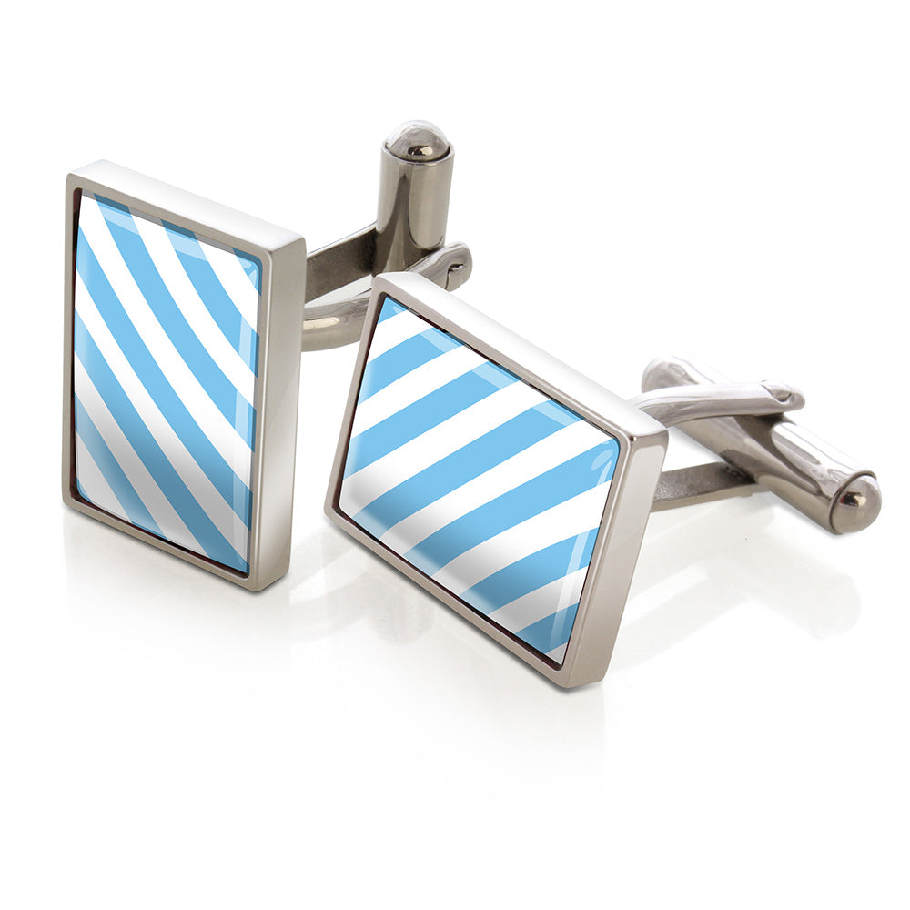 Light Blue & White Inlay Cufflinks