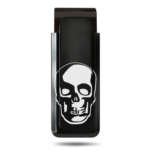 Black skull money clip personalized engraving side