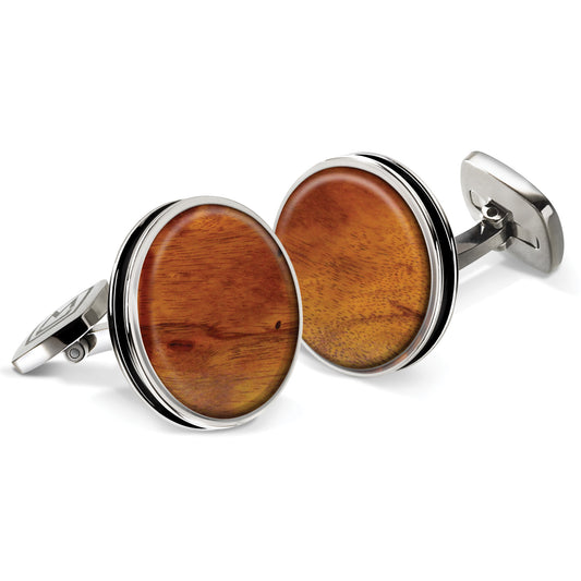 Bubinga Bordered Round Cufflinks