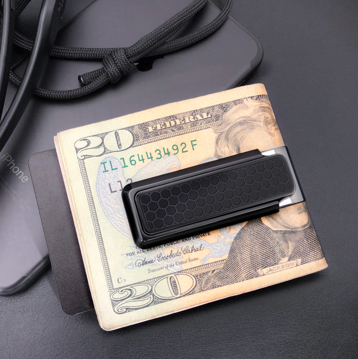 Stainless Blackout Honeycomb Money Clip