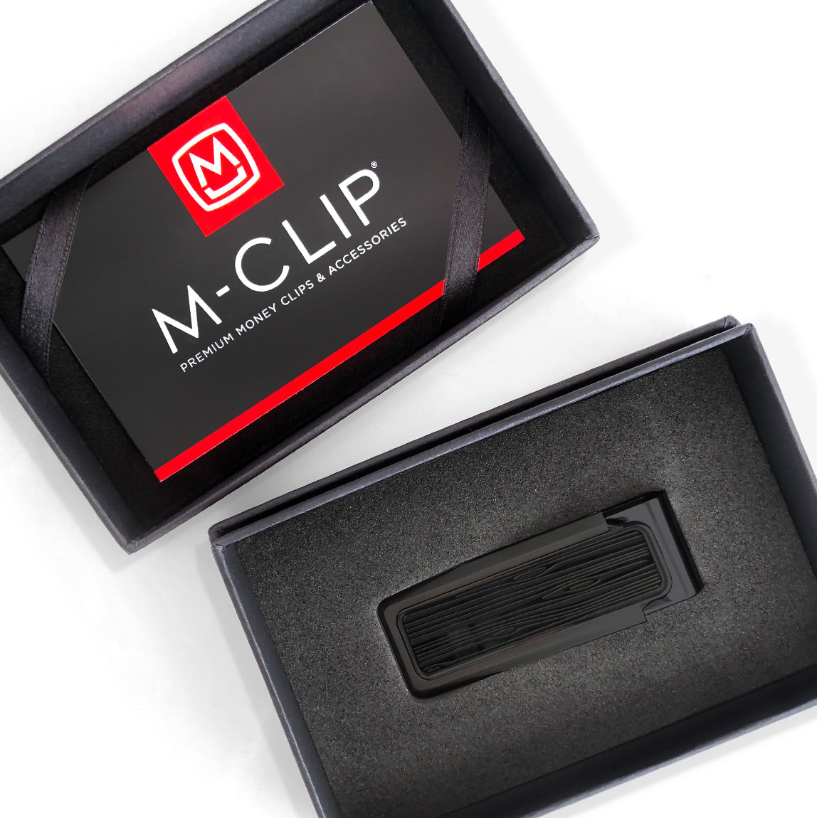 Stainless Blackout Woodgrain Money Clip