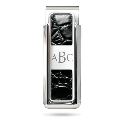 Monterey Rhodium Black Alligator 2 Pocket Money Clip