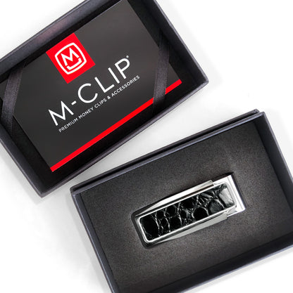Monterey Rhodium Black Alligator Money Clip