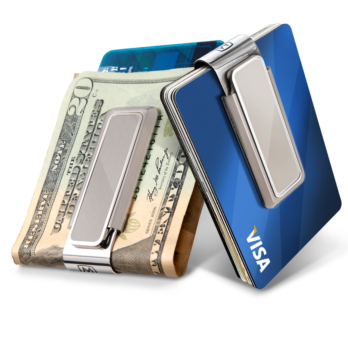 Brushed Steel Money Clip, Polished Border – M-Clip