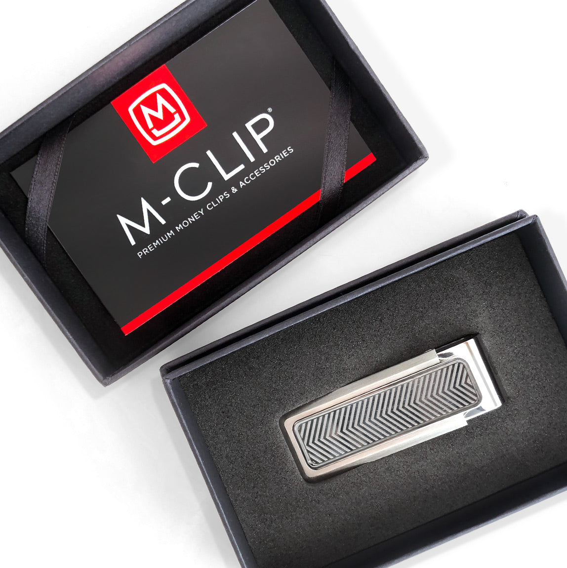 Stainless Brushed With Etched Chevron Money Clip