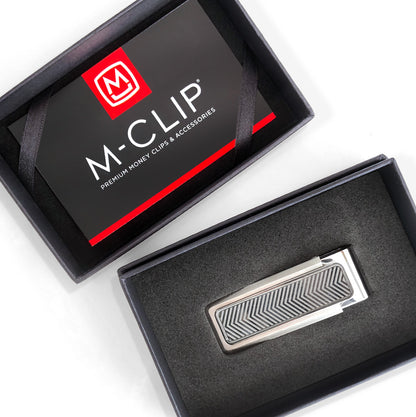 Stainless Brushed With Etched Chevron Money Clip