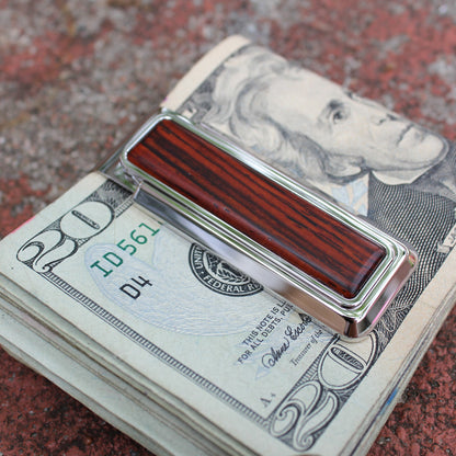 Rhodium Cocobolo Wood Money Clip