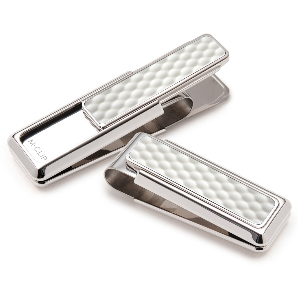 Rhodium White Golf Ball Money Clip
