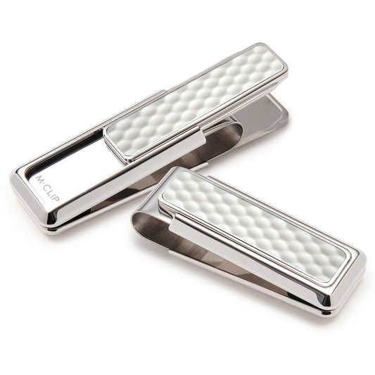 Rhodium White Golf Ball Money Clip