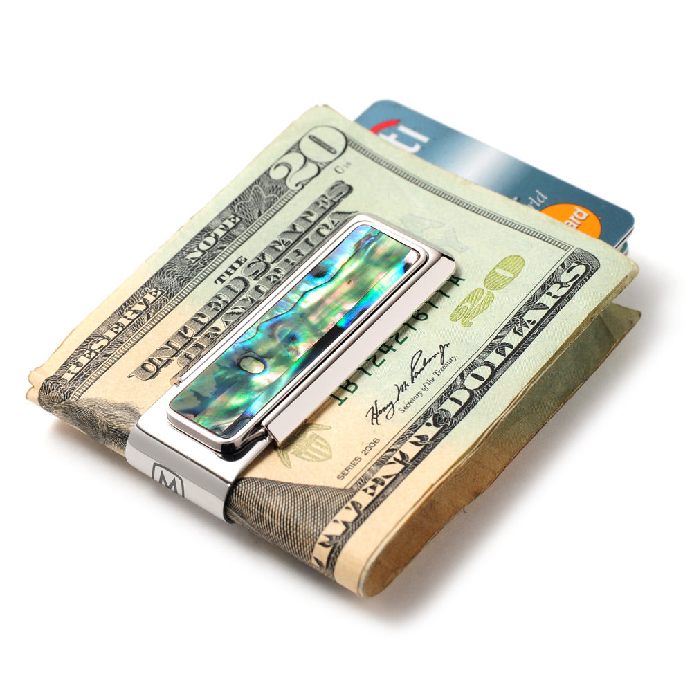 Mother of Pearl Green Abalone 2 Pocket Money Clip