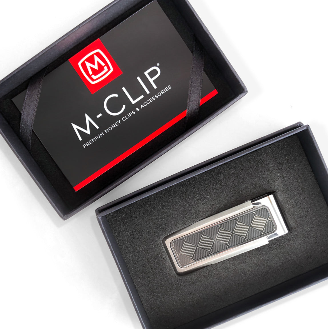Stainless Brushed With Etched Herringbone Money Clip