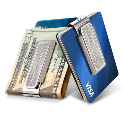 Stainless Brushed With Etched Honeycomb Money Clip