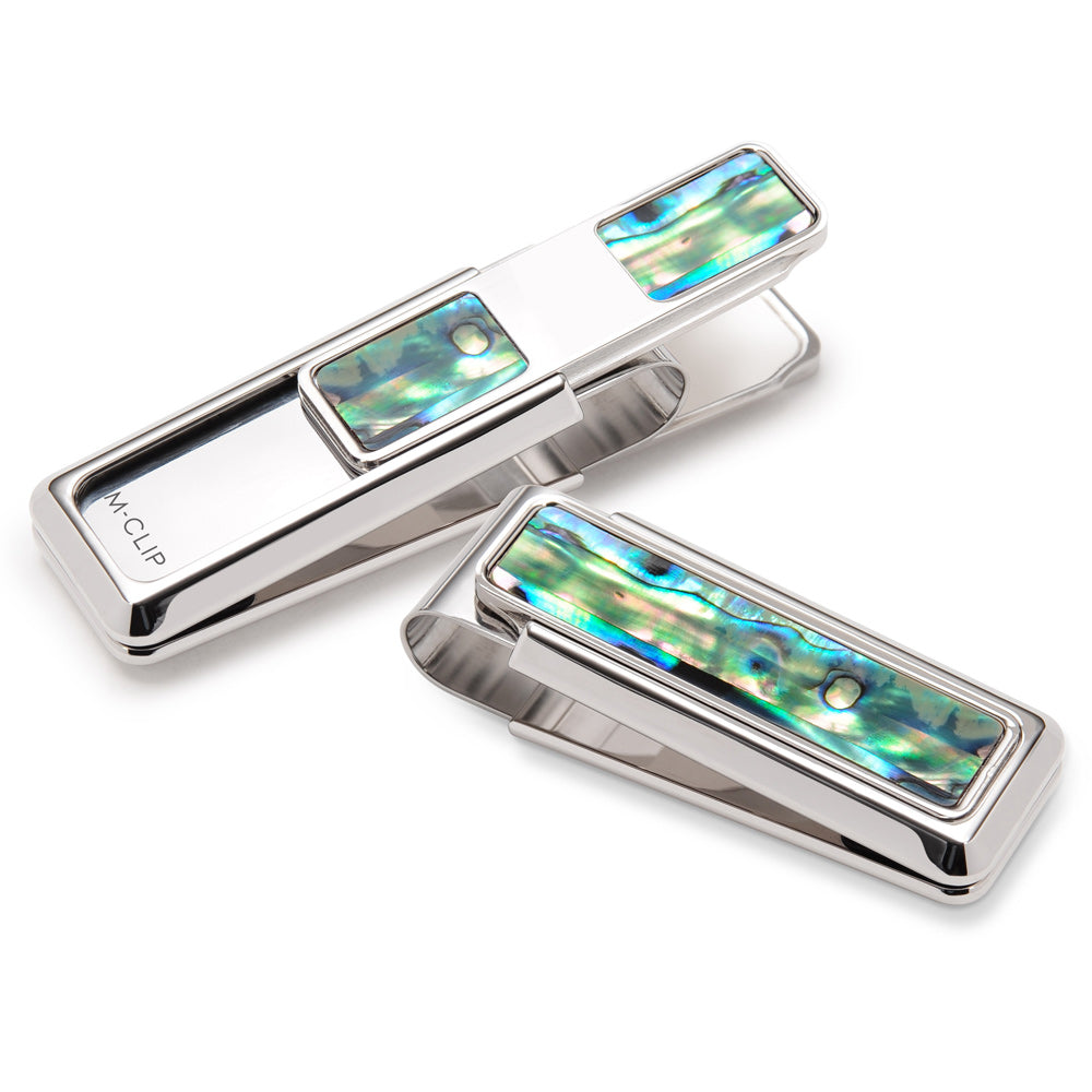 Mother of Pearl Green Abalone 2 Pocket Money Clip