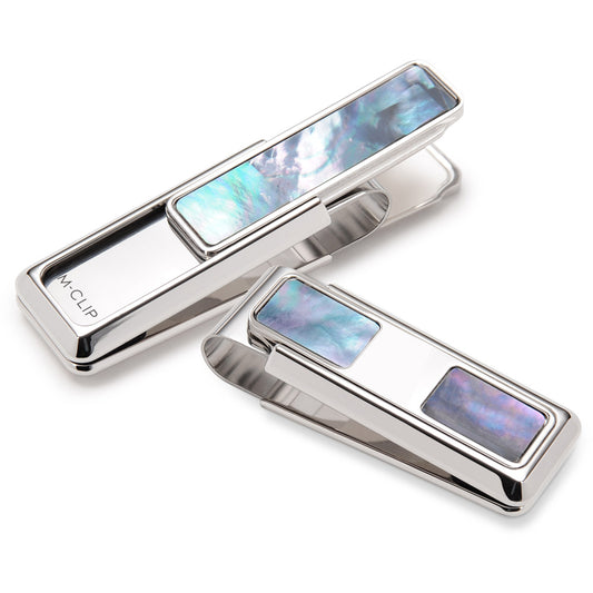 Mother of Pearl Gray 2 Pocket Money Clip