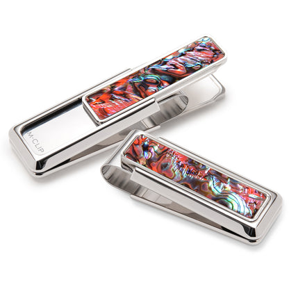 Mother of Pearl Orange Abalone Money Clip