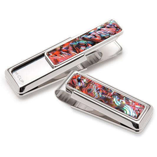 Mother of Pearl Orange Abalone Money Clip