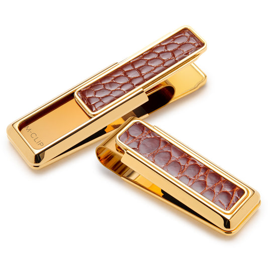New Yorker Cognac Alligator Money Clip