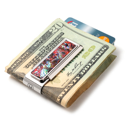 Mother of Pearl Orange Abalone Money Clip