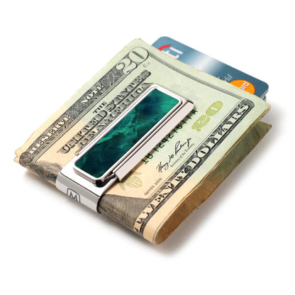 Mother of Pearl Teal Angel Wing Money Clip