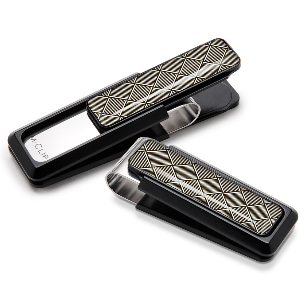 Silver Herringbone Money Clip