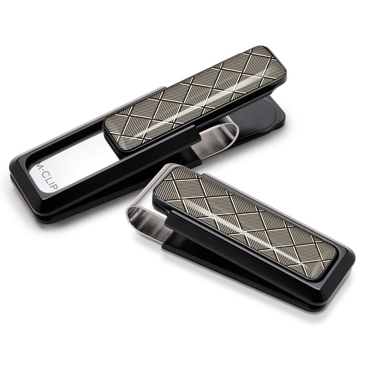 Silver Herringbone Money Clip