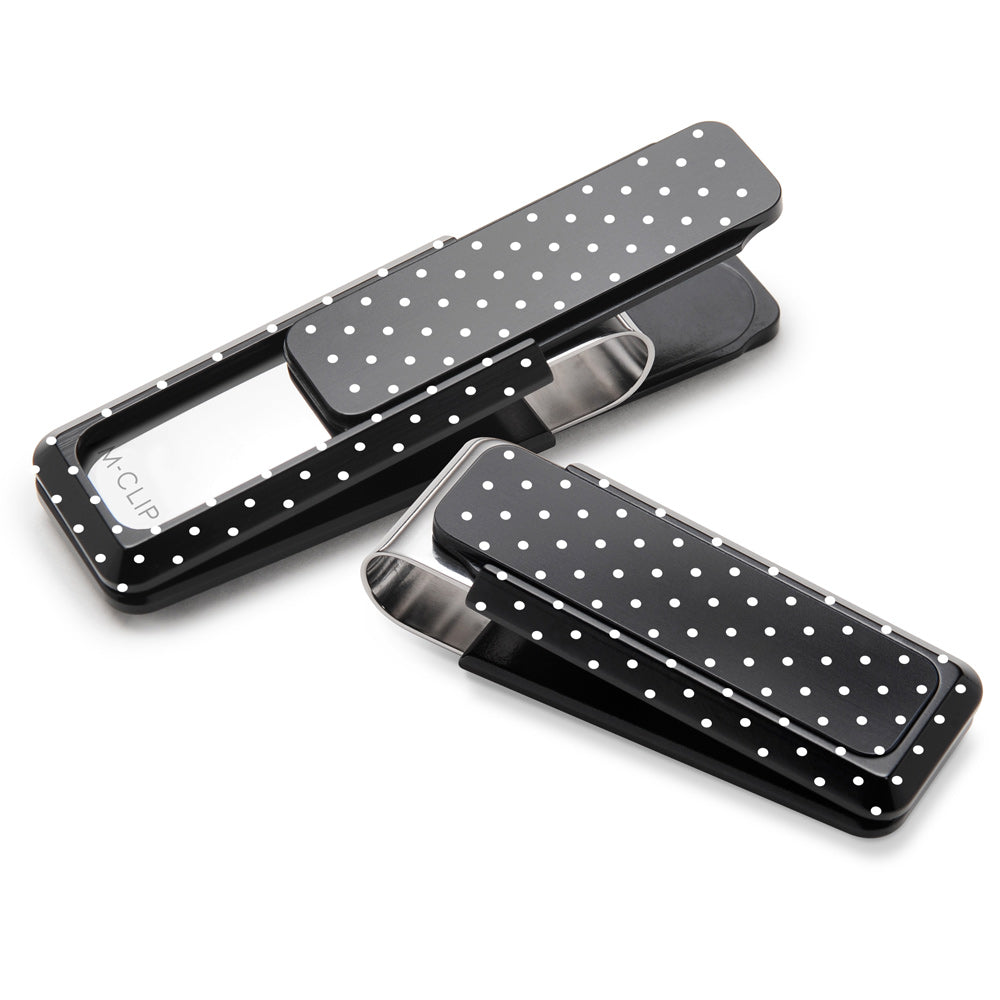 Black Solid Slide with Polka Dots Money Clip
