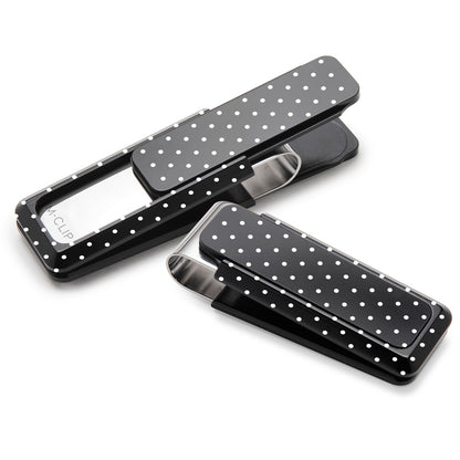 Black Solid Slide with Polka Dots Money Clip
