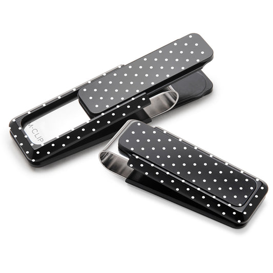 Black Solid Slide with Polka Dots Money Clip