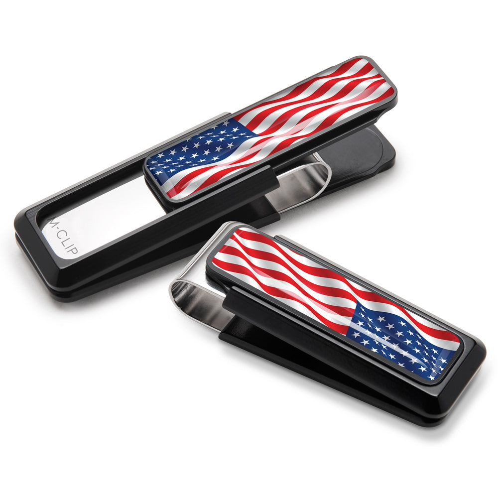 Black With US Flag Money Clip