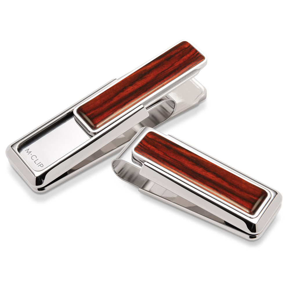 Rhodium Cocobolo Wood Money Clip