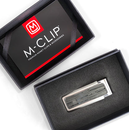 Stainless Brushed With Etched Wood Grain Money Clip